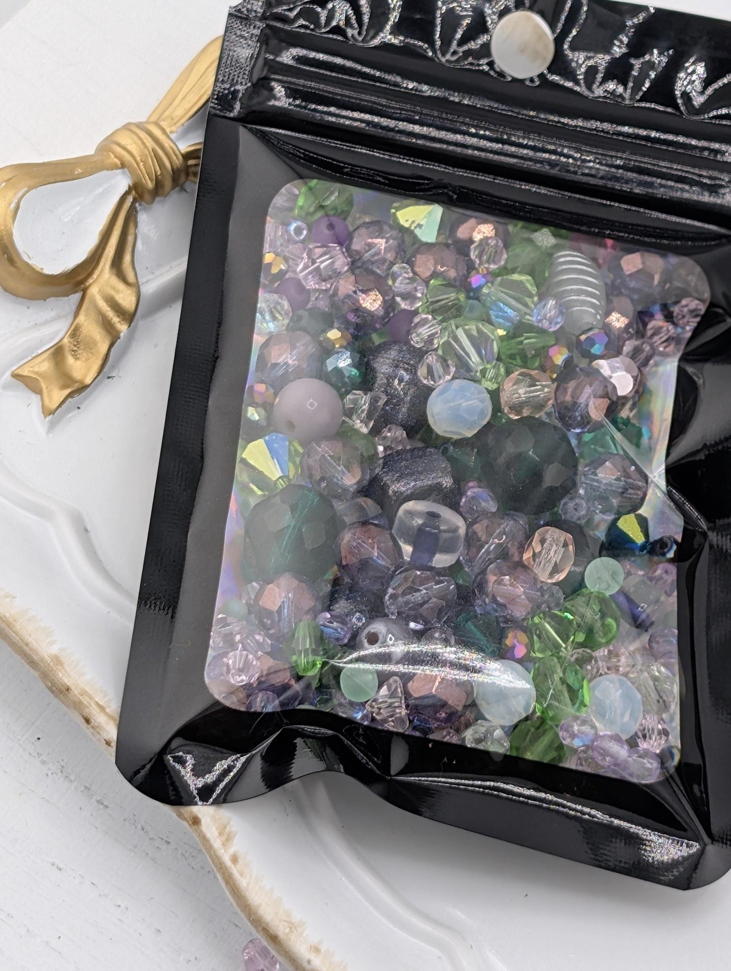 Exclusive "Twilight Garden" Bead Mix - Amethyst & Emerald Jewel Tone Glass Mix 56g