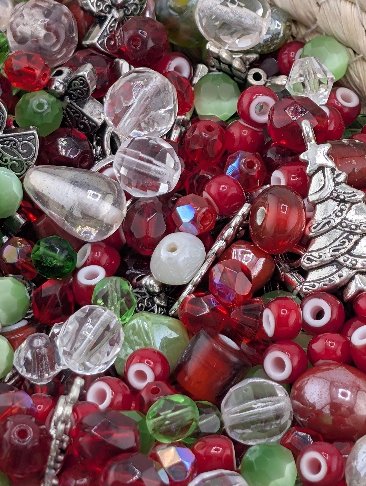 Exclusive "Twilight Garden" Bead Mix - Amethyst & Emerald Jewel Tone Glass Mix 56g