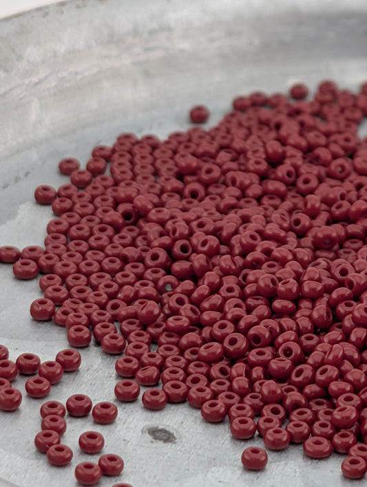 Opaque Dark Red Coral | Preciosa Ornela Seed Beads | Size 11/0 | 15g Pkg ~630 pcs