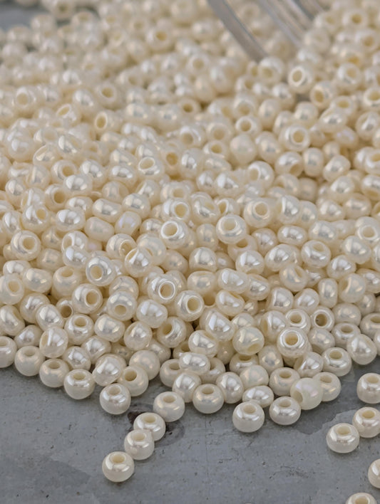 Opaque Eggshell Luster | Preciosa Ornela Seed Beads | Size 11/0 | 15g Pkg ~630 pcs